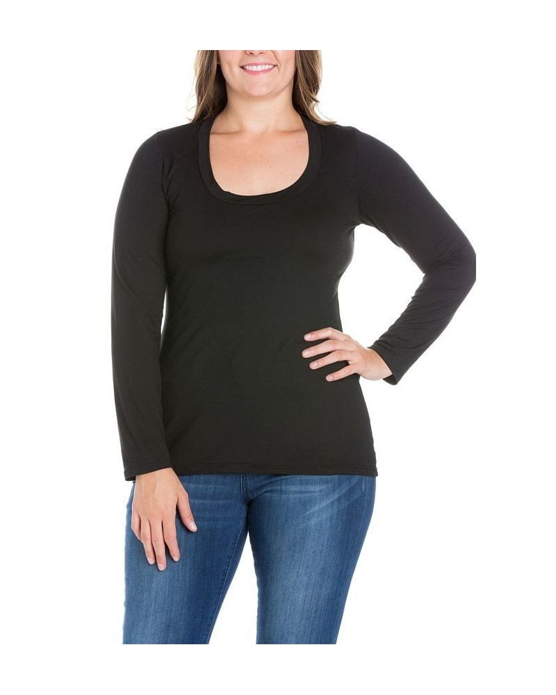 Women's Plus Size Long Sleeves T-Shirt Black $30.00 Tops