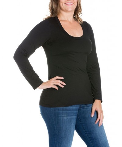 Women's Plus Size Long Sleeves T-Shirt Black $30.00 Tops