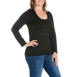 Women's Plus Size Long Sleeves T-Shirt Black $30.00 Tops