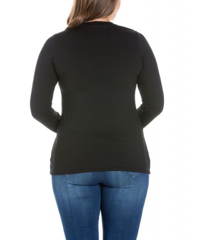 Women's Plus Size Long Sleeves T-Shirt Black $30.00 Tops