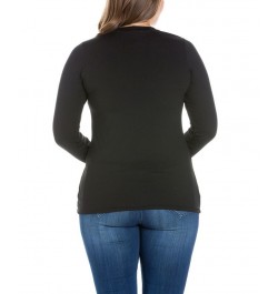 Women's Plus Size Long Sleeves T-Shirt Black $30.00 Tops