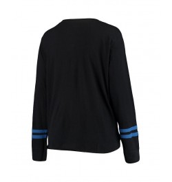 Women's Black Blue New York Knicks Plus Size Long Sleeve T-shirt Black, Blue $23.84 Tops