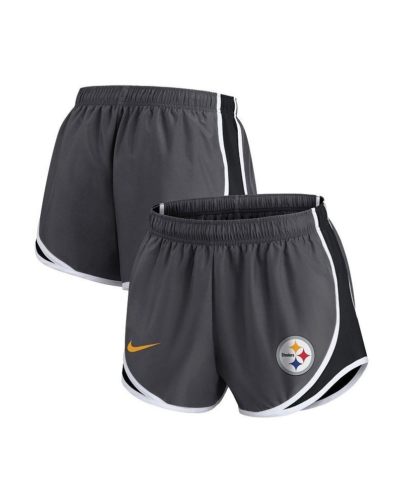 Women's Charcoal Pittsburgh Steelers Logo Performance Tempo Shorts Charcoal $28.04 Shorts