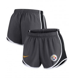 Women's Charcoal Pittsburgh Steelers Logo Performance Tempo Shorts Charcoal $28.04 Shorts