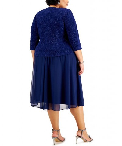 Plus Size Jacquard-Top Dress & Matching Jacket Electric Blue $84.66 Dresses