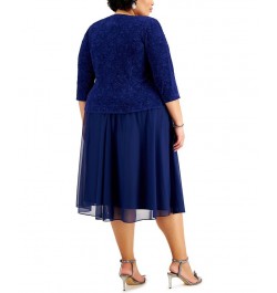 Plus Size Jacquard-Top Dress & Matching Jacket Electric Blue $84.66 Dresses