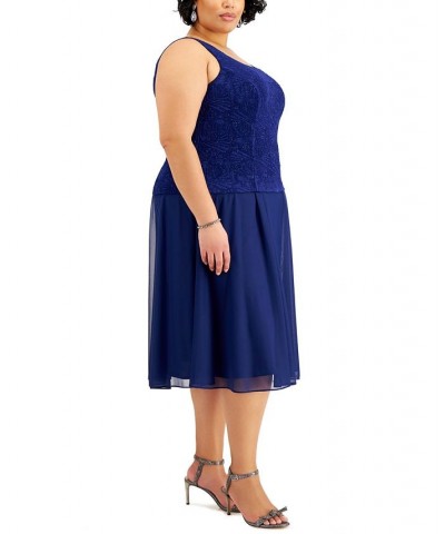 Plus Size Jacquard-Top Dress & Matching Jacket Electric Blue $84.66 Dresses