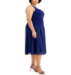 Plus Size Jacquard-Top Dress & Matching Jacket Electric Blue $84.66 Dresses