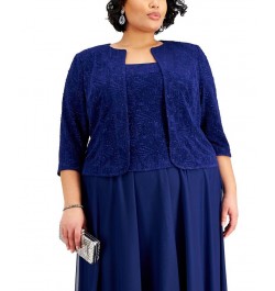 Plus Size Jacquard-Top Dress & Matching Jacket Electric Blue $84.66 Dresses