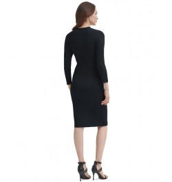 V-Neck Belted Long-Sleeve Sweater Dress Black $29.46 Dresses