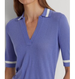 Women's Silk-Blend Short-Sleeve Sweater Blue Mist $54.00 Sweaters