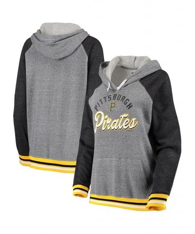 Women's Heathered Gray Pittsburgh Pirates Cuff Tri-Blend Raglan Pullover Hoodie Heathered Gray $44.10 Sweatshirts