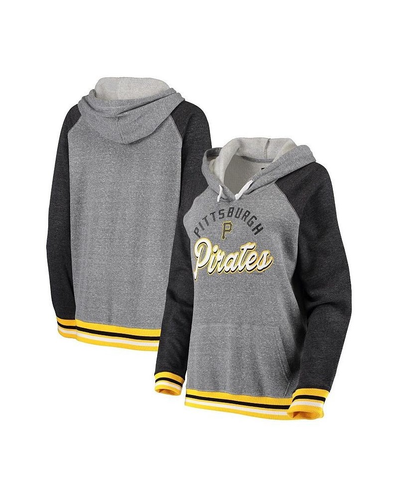 Women's Heathered Gray Pittsburgh Pirates Cuff Tri-Blend Raglan Pullover Hoodie Heathered Gray $44.10 Sweatshirts