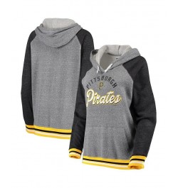 Women's Heathered Gray Pittsburgh Pirates Cuff Tri-Blend Raglan Pullover Hoodie Heathered Gray $44.10 Sweatshirts