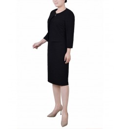 Women's Textured 3/4 Sleeve Two Piece Dress Set Black Beauty $14.26 Dresses