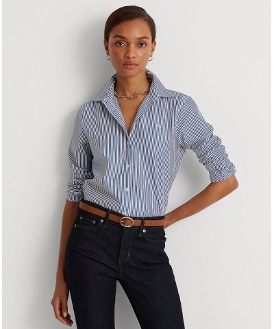 Non-Iron Straight-Fit Shirt Regular & Petite Blue/White $54.73 Tops