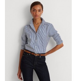 Non-Iron Straight-Fit Shirt Regular & Petite Blue/White $54.73 Tops