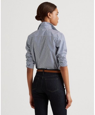 Non-Iron Straight-Fit Shirt Regular & Petite Blue/White $54.73 Tops