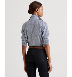 Non-Iron Straight-Fit Shirt Regular & Petite Blue/White $54.73 Tops