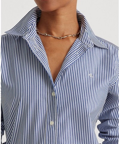 Non-Iron Straight-Fit Shirt Regular & Petite Blue/White $54.73 Tops