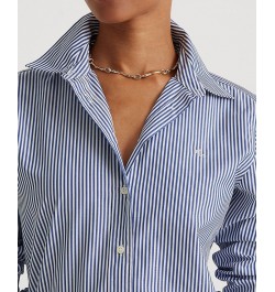 Non-Iron Straight-Fit Shirt Regular & Petite Blue/White $54.73 Tops