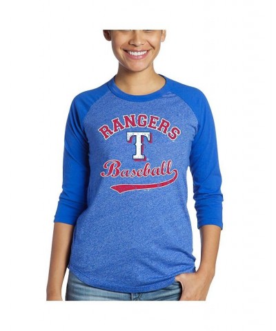 Women's Threads Royal Texas Rangers Team Baseball Three-Quarter Raglan Sleeve Tri-Blend T-shirt Royal $29.99 Tops