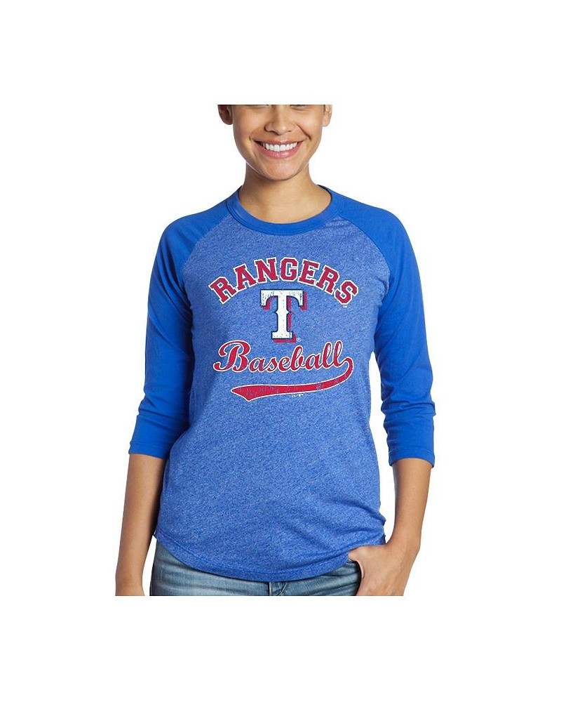 Women's Threads Royal Texas Rangers Team Baseball Three-Quarter Raglan Sleeve Tri-Blend T-shirt Royal $29.99 Tops