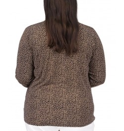 Plus Size Giraffe-Print Twist-Detail Keyhole Top Beige khaki $25.12 Tops