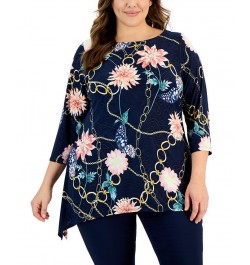 Plus Size Butterfly Dream Jacquard Top Blue $13.23 Tops