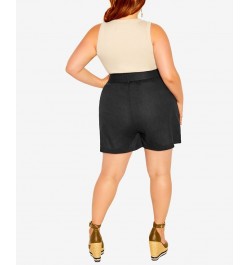 Trendy Plus Size English Rose Mini Shorts Black $33.97 Shorts