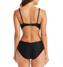 Drape Front Open Back Tummy Control Monokini Black $49.92 Swimsuits