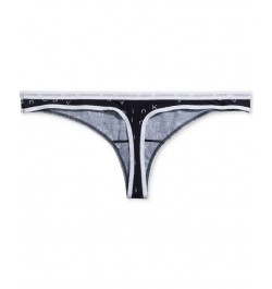 CK One Cotton Singles Thong Underwear QD3783 Falling Logo Print_black $10.95 Panty