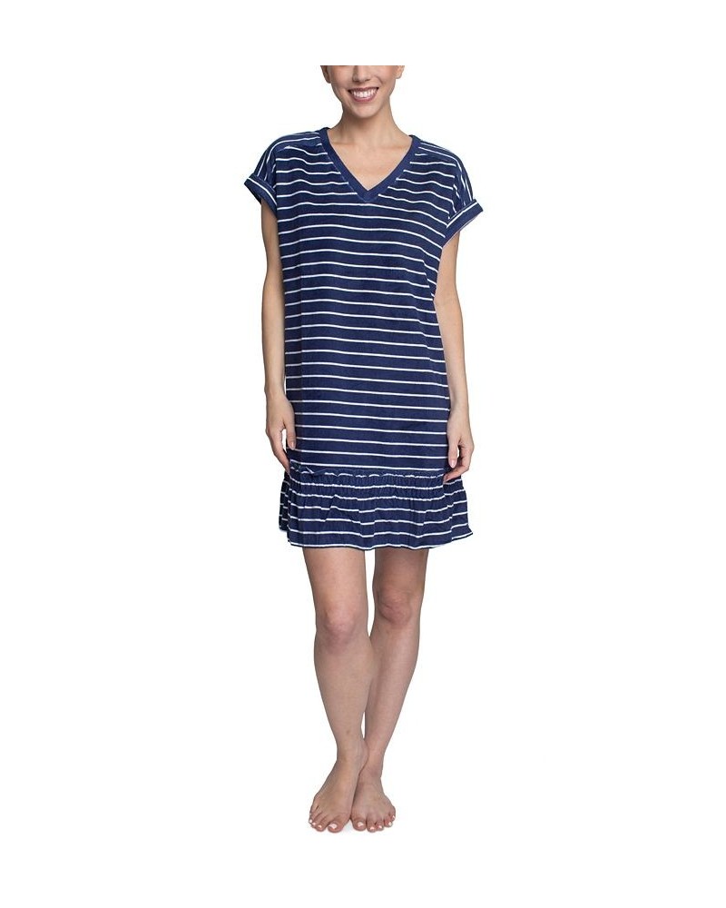 Women's Flounce-Hem Lounge Dress Blue $18.40 Sleepwear