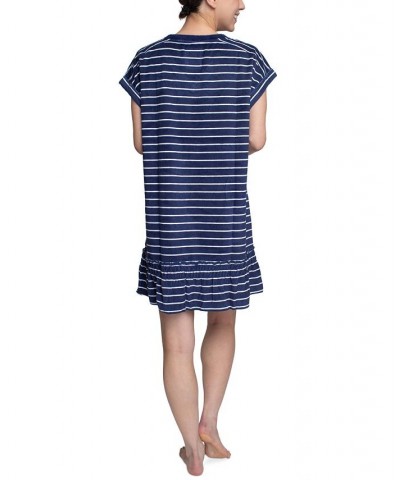 Women's Flounce-Hem Lounge Dress Blue $18.40 Sleepwear