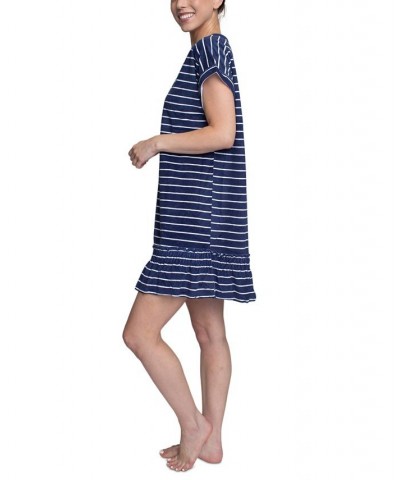 Women's Flounce-Hem Lounge Dress Blue $18.40 Sleepwear