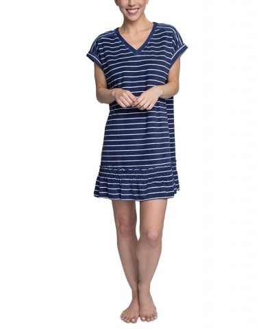 Women's Flounce-Hem Lounge Dress Blue $18.40 Sleepwear