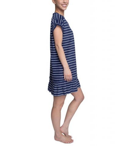 Women's Flounce-Hem Lounge Dress Blue $18.40 Sleepwear