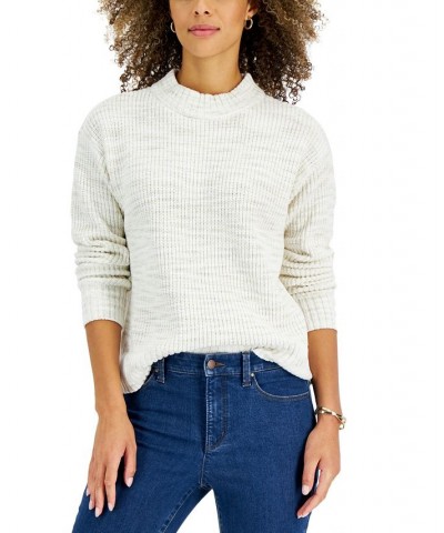 Women's Space Dye Mock-Neck Sweater Cream $15.79 Sweaters