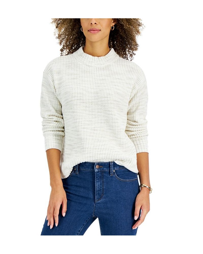 Women's Space Dye Mock-Neck Sweater Cream $15.79 Sweaters