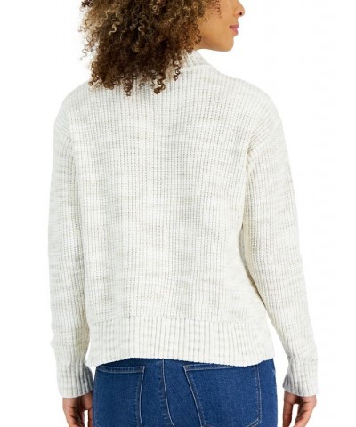 Women's Space Dye Mock-Neck Sweater Cream $15.79 Sweaters