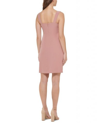 Women's Button-Trim Ruched Bodycon Dress Rosey Tan $57.96 Dresses