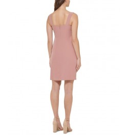 Women's Button-Trim Ruched Bodycon Dress Rosey Tan $57.96 Dresses