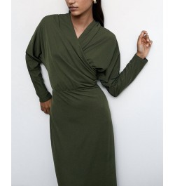 Women's Hooded Long Dress Khaki $53.90 Dresses