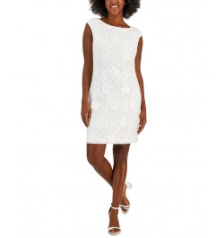 Women's Morgan Sleeveless Floral-Lace Shift Dress White $30.67 Dresses