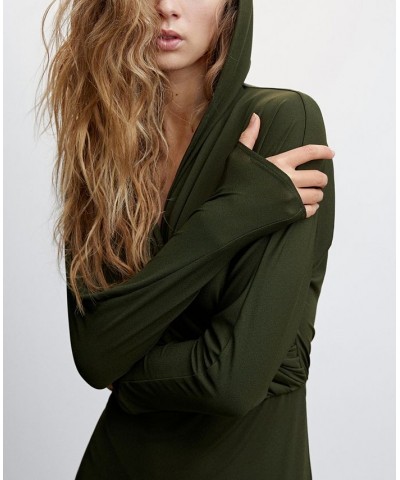 Women's Hooded Long Dress Khaki $53.90 Dresses