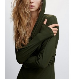 Women's Hooded Long Dress Khaki $53.90 Dresses