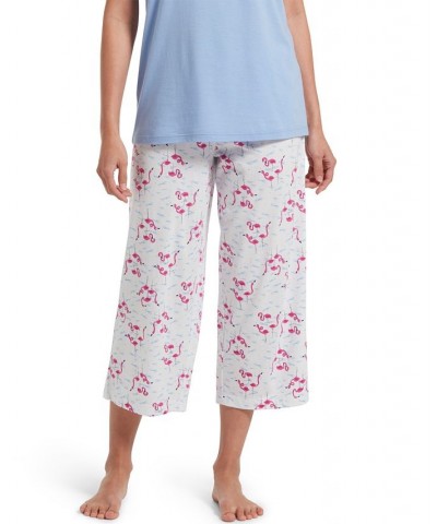 Women's Sleepwell Printed Knit Capri Pajama Pant Made with Temperature Regulating Technology Flamingo $19.20 Sleepwear