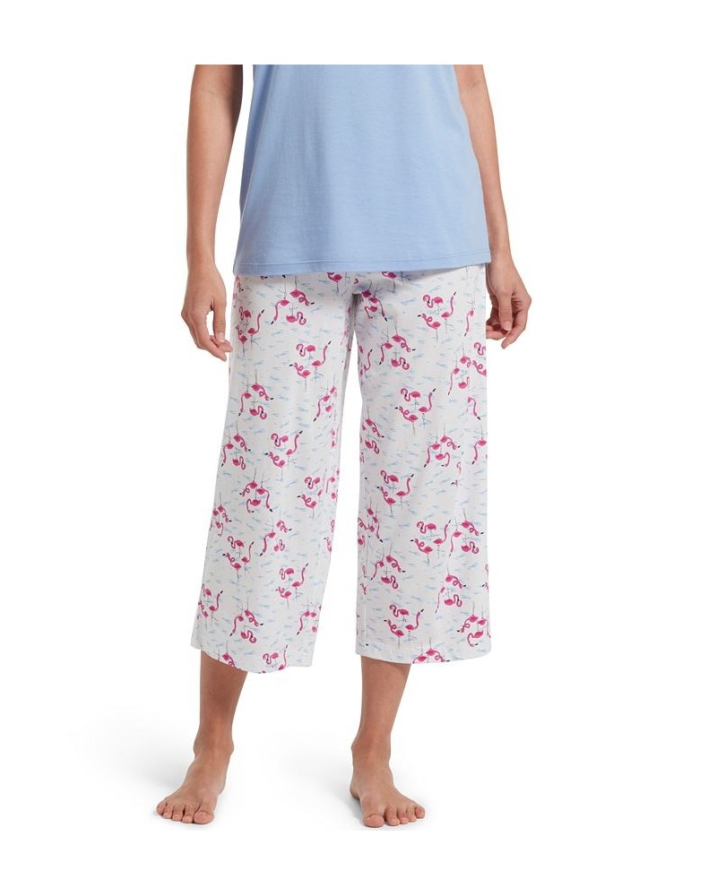 Women's Sleepwell Printed Knit Capri Pajama Pant Made with Temperature Regulating Technology Flamingo $19.20 Sleepwear