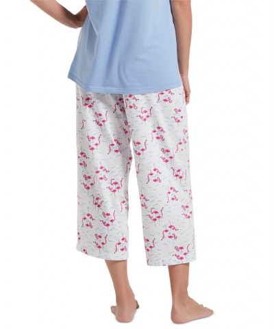 Women's Sleepwell Printed Knit Capri Pajama Pant Made with Temperature Regulating Technology Flamingo $19.20 Sleepwear