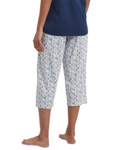 Women's Sleepwell Printed Knit Capri Pajama Pant Made with Temperature Regulating Technology Flamingo $19.20 Sleepwear